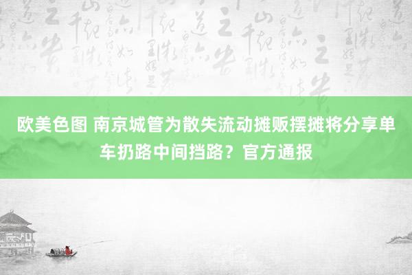 欧美色图 南京城管为散失流动摊贩摆摊将分享单车扔路中间挡路？官方通报