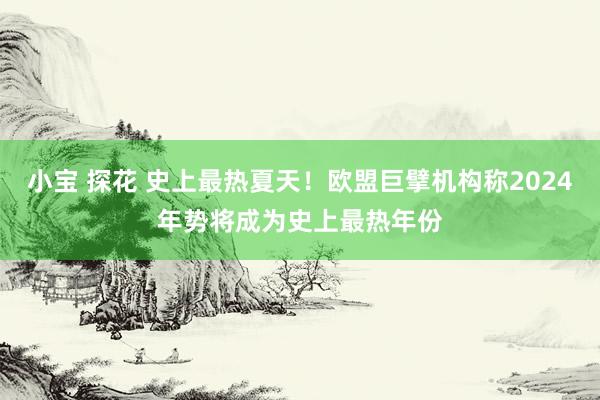 小宝 探花 史上最热夏天！欧盟巨擘机构称2024年势将成为史上最热年份