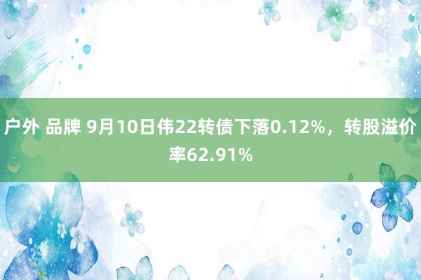 户外 品牌 9月10日伟22转债下落0.12%，转股溢价率62.91%