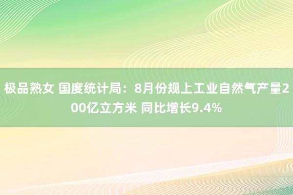 极品熟女 国度统计局：8月份规上工业自然气产量200亿立方米 同比增长9.4%