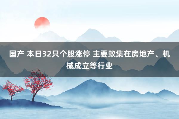 国产 本日32只个股涨停 主要蚁集在房地产、机械成立等行业