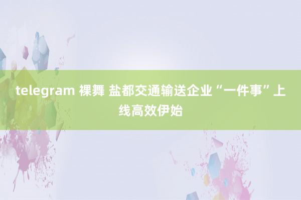 telegram 裸舞 盐都交通输送企业“一件事”上线高效伊始