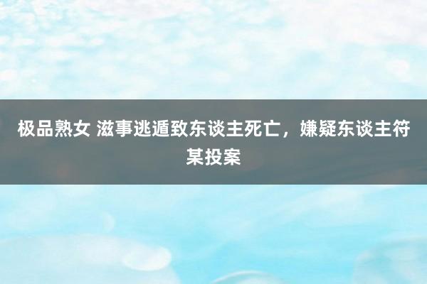 极品熟女 滋事逃遁致东谈主死亡，嫌疑东谈主符某投案