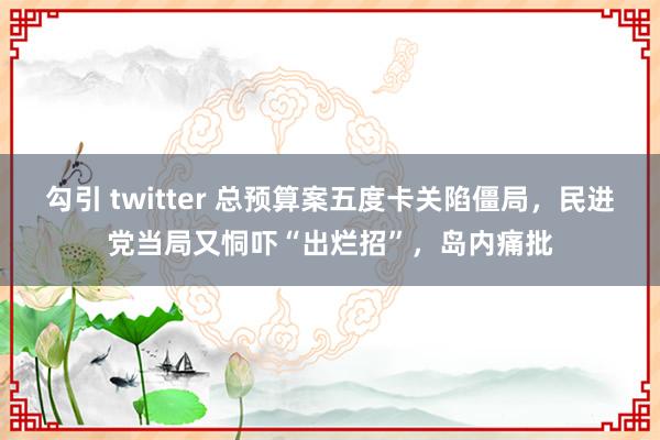 勾引 twitter 总预算案五度卡关陷僵局，民进党当局又恫吓“出烂招”，岛内痛批