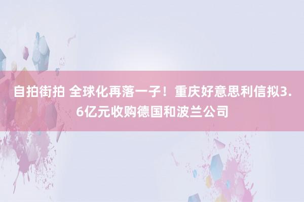 自拍街拍 全球化再落一子！重庆好意思利信拟3.6亿元收购德国和波兰公司