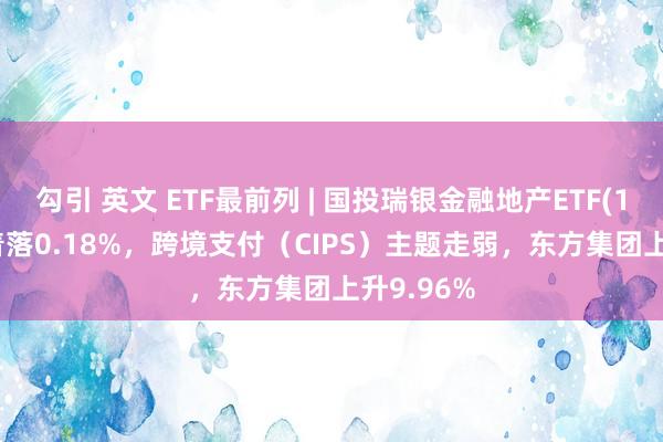 勾引 英文 ETF最前列 | 国投瑞银金融地产ETF(159933)着落0.18%，跨境支付（CIPS）主题走弱，东方集团上升9.96%